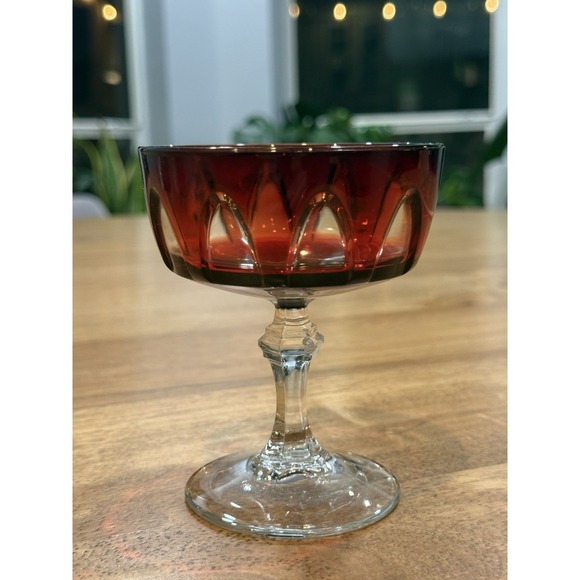 Cristal d'Arque Other - Cristal D' Arques Durand Gothic Champagne Sherbet Glasses Ruby Red Coup